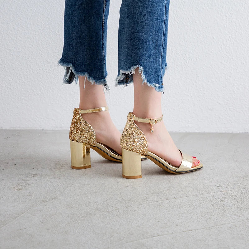 Classic Square Heel Buckle Sandals