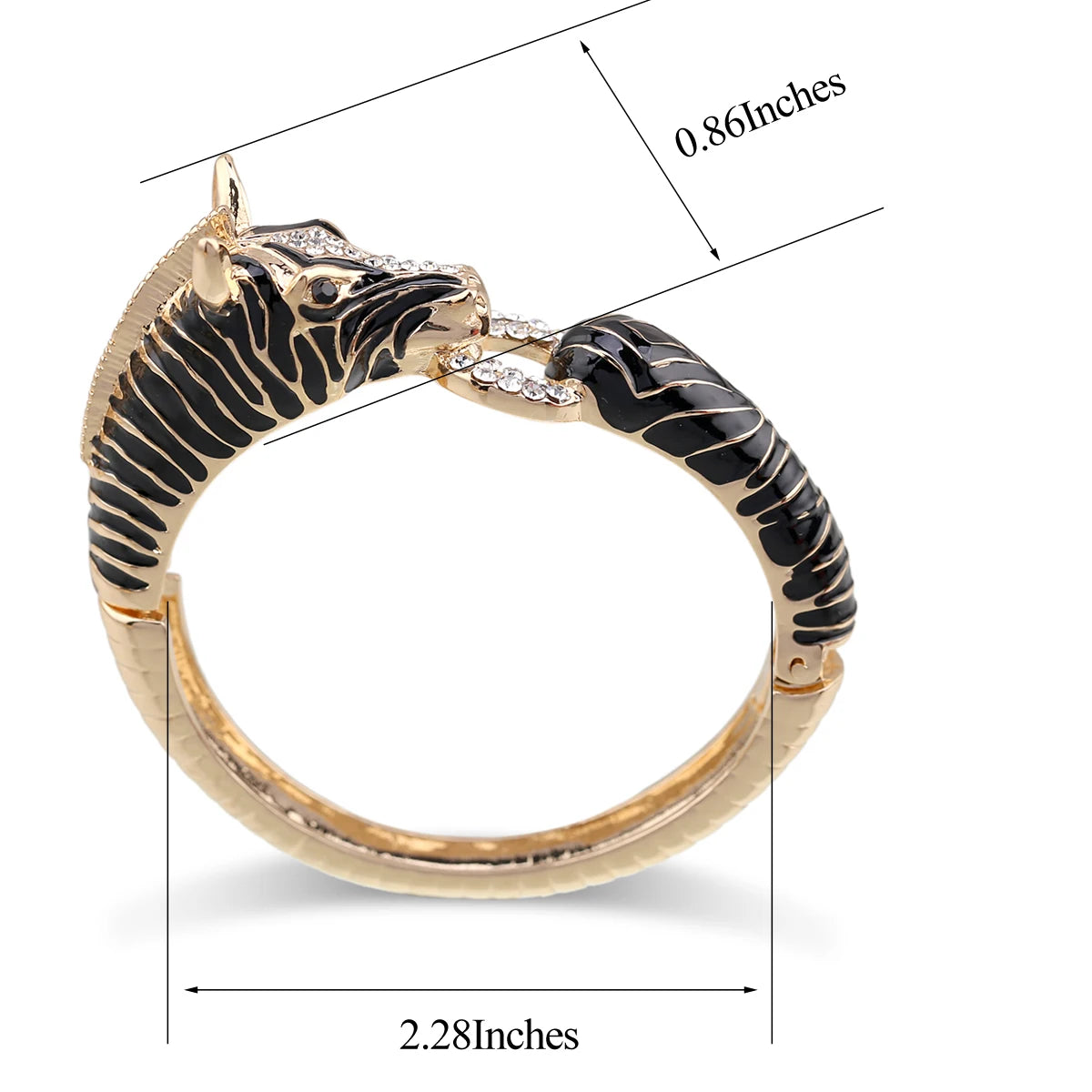 Gold Plated Crystal Zebra Style Cuff Bracelet for Women