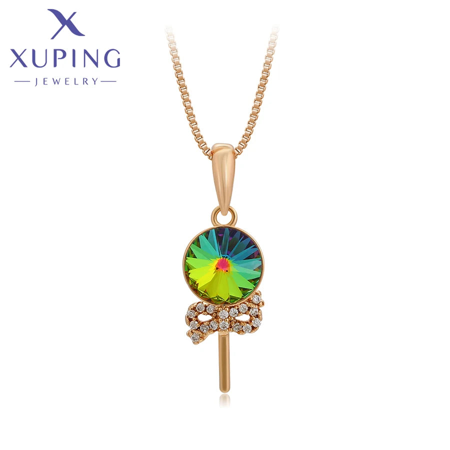 Gold Tone Crystal Pendant Necklace
