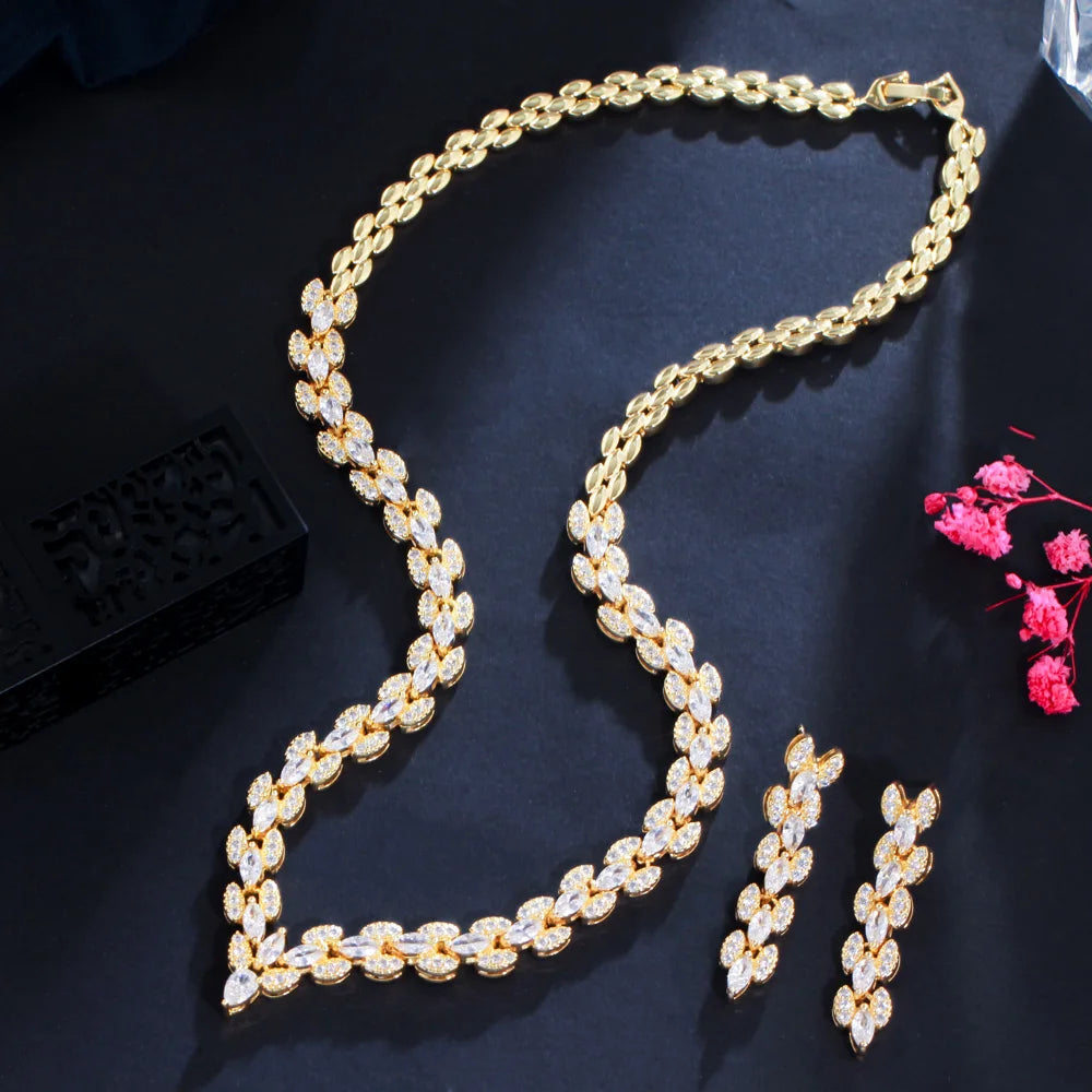 Marquise Leaf Cubic Zirconia Jewelry Set