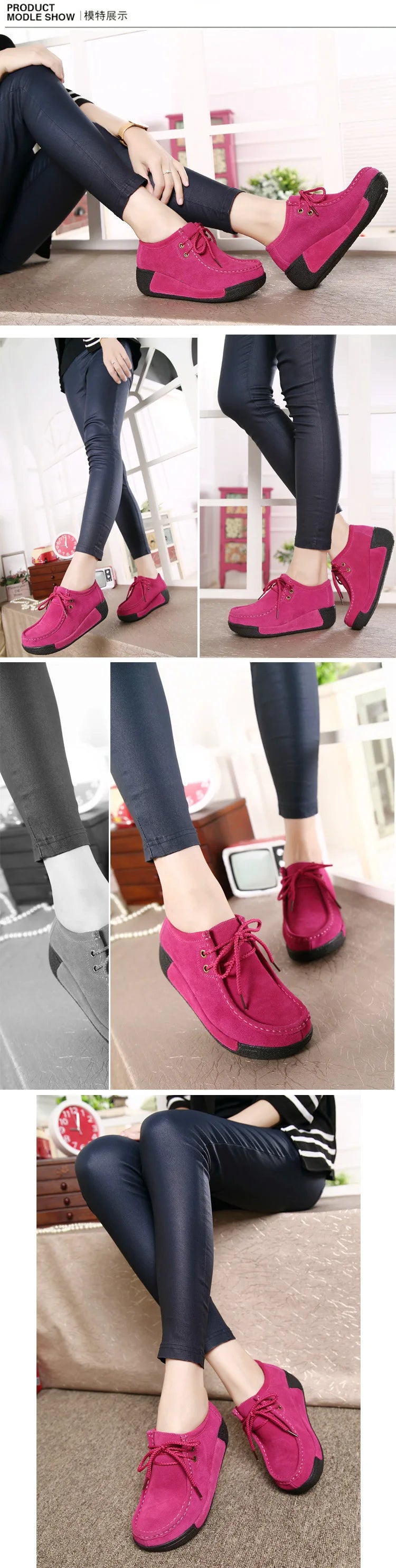 Lace Up Leather Platform Loafers
