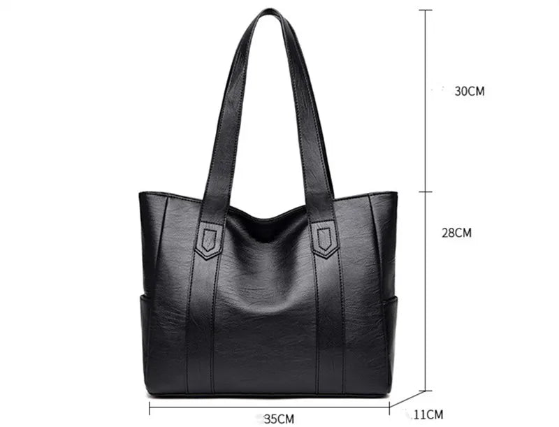 2024 Fashion Women Solid Color Shoulder Bag Soft Pu Leather Commute Large Capacity Casual Tote Handbag for Female