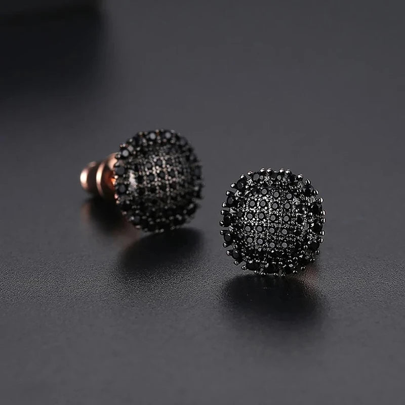 Black Zircon Rose Gold Stud Earrings