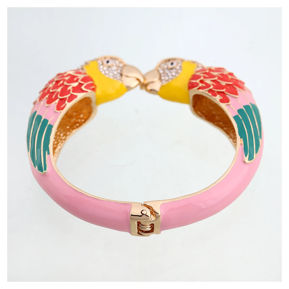 Statement Double Macaw Enamel Cuff Bracelet for Women