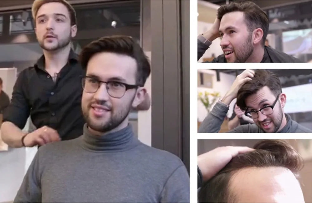 Natural Hairline Human Hair Toupee Hair System for Men