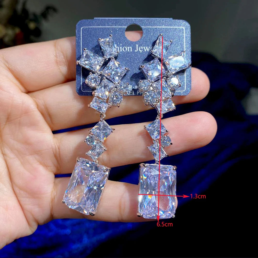 Elegant Geometric Water Drop Crystal Earrings for Women