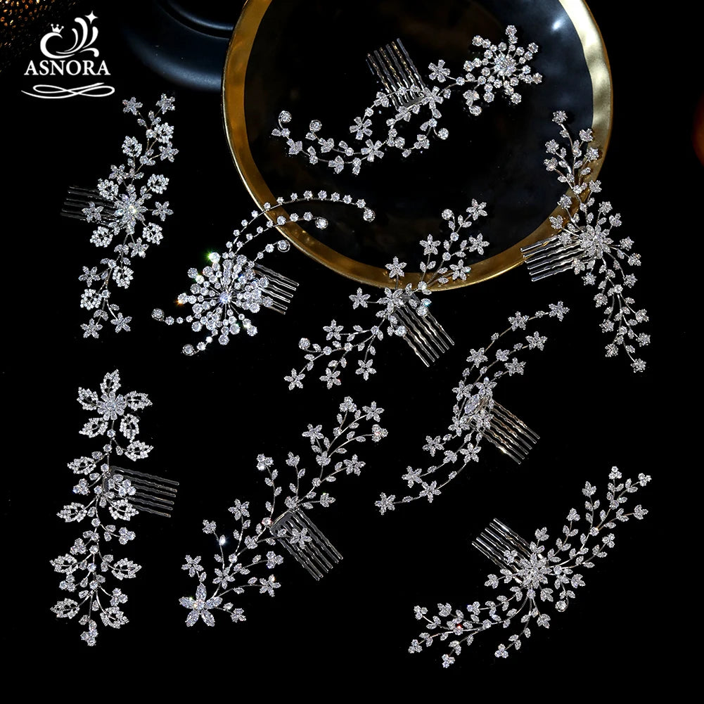 Sparkling Crystal Zirconia Bridal Tiara Hair Comb for Women