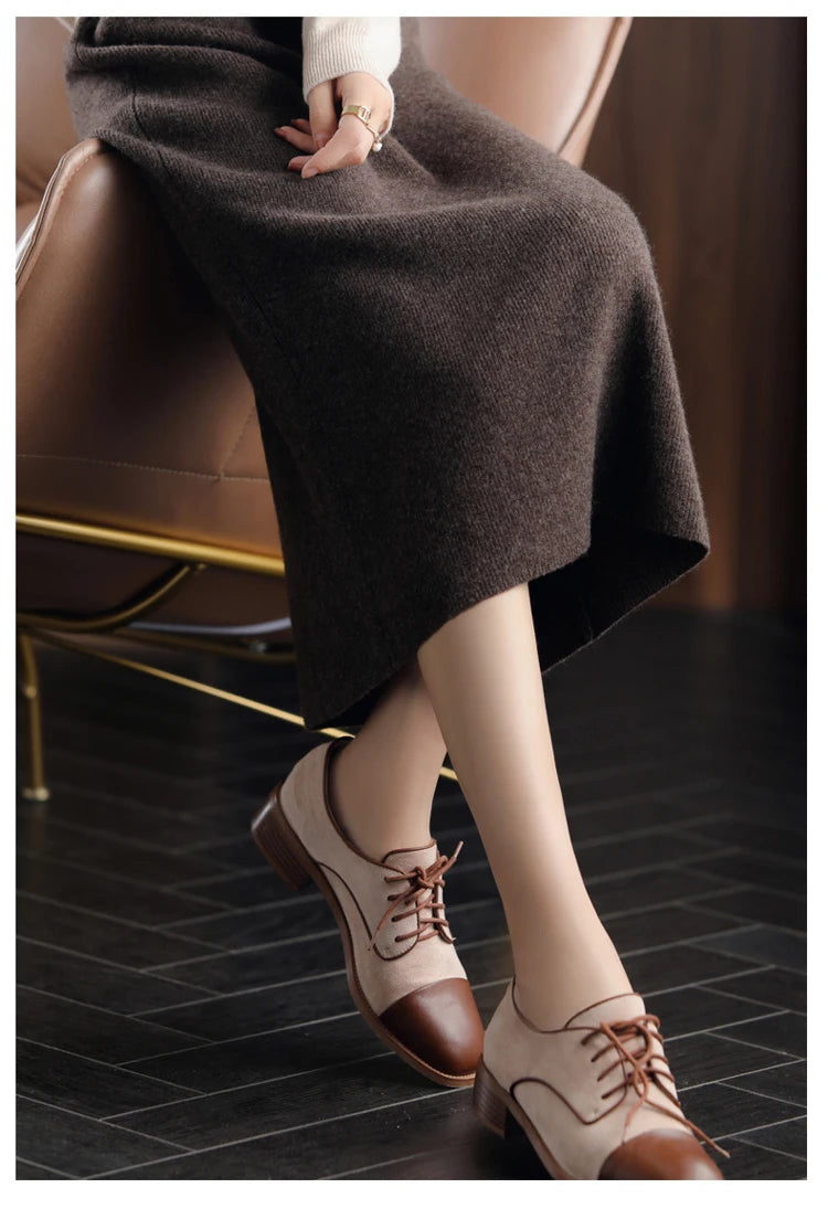 Pure Wool High Waist Knit A-Line Midi Skirt for Women