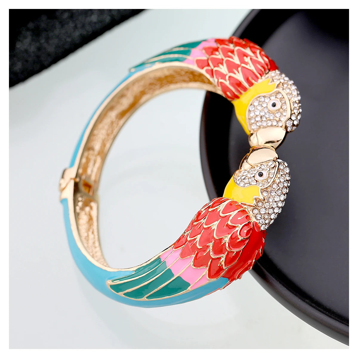 Statement Double Macaw Enamel Cuff Bracelet for Women