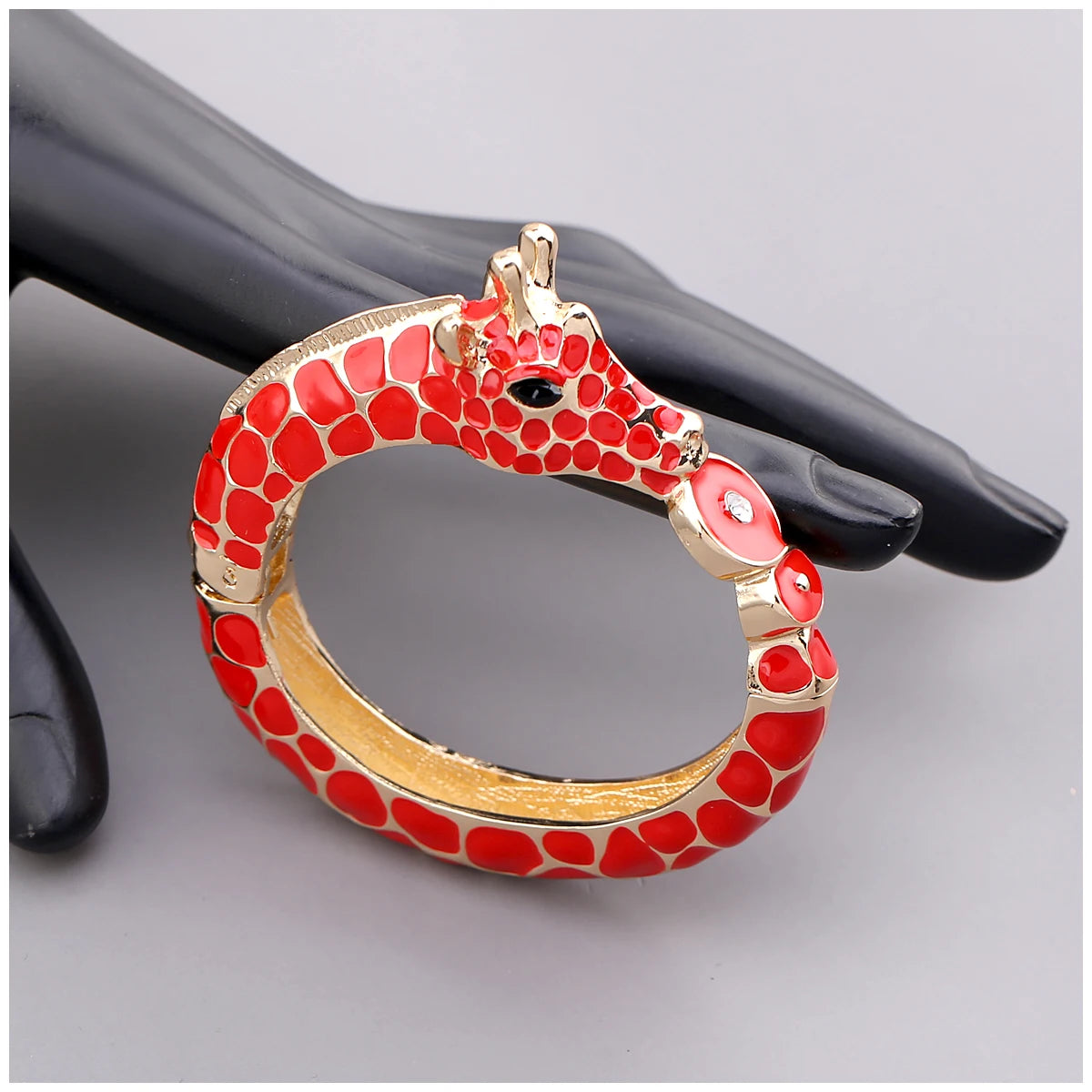 Gold Plated Zebra Enamel Statement Cuff Bracelet for Women