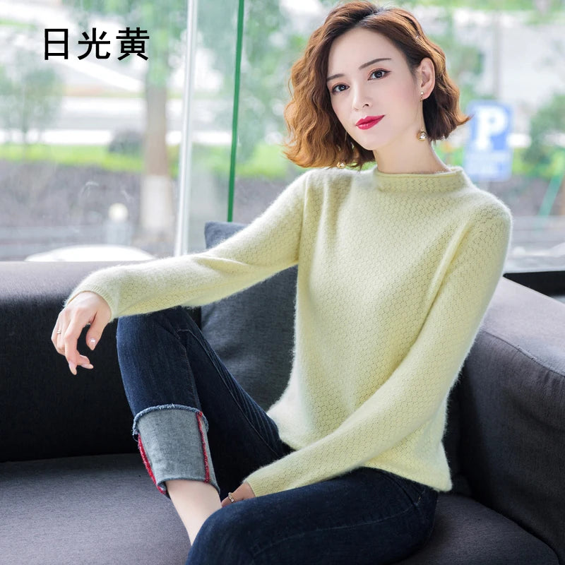 Hollow Knit Cashmere Long Sleeve Sweater for Women