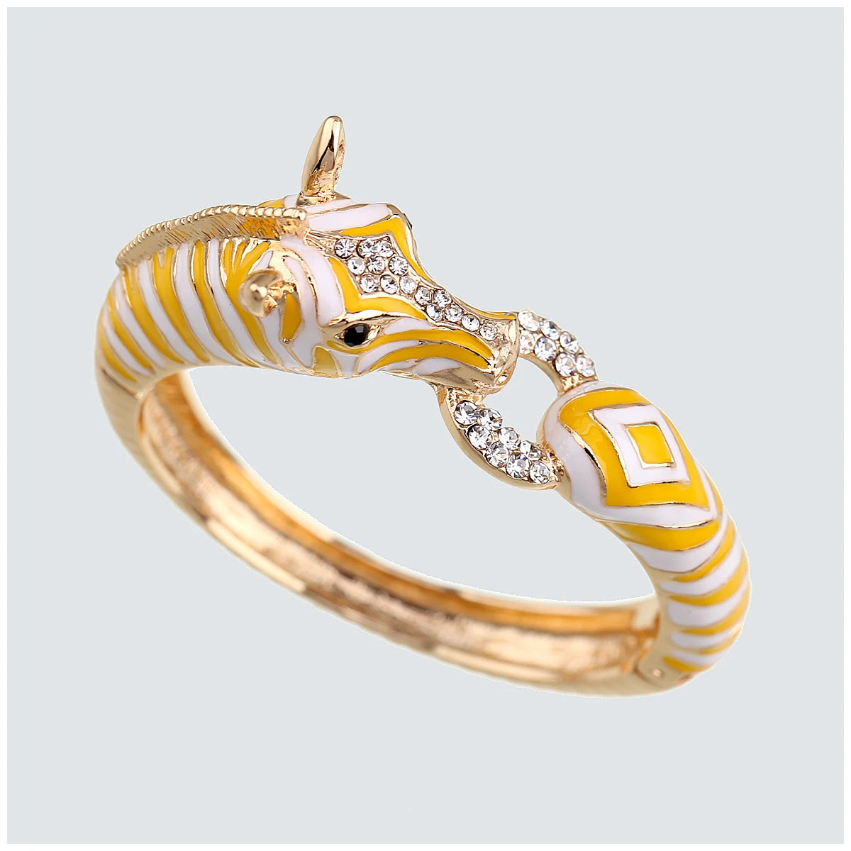 Gold Plated Crystal Zebra Style Cuff Bracelet for Women