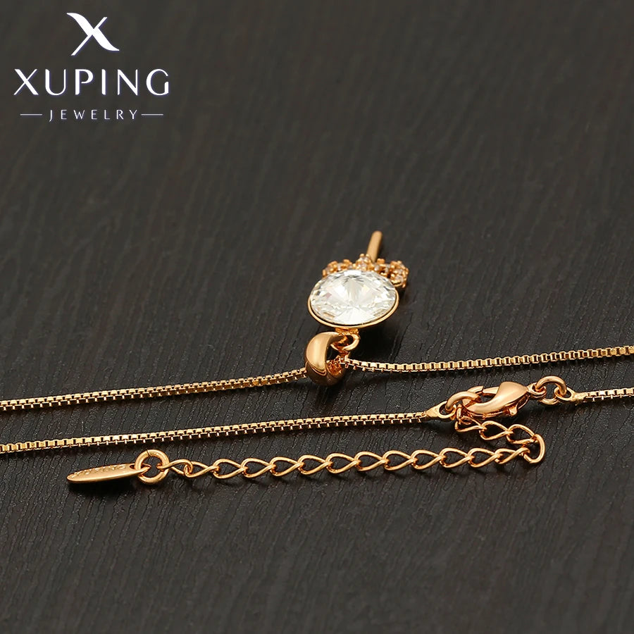 Gold Tone Crystal Pendant Necklace