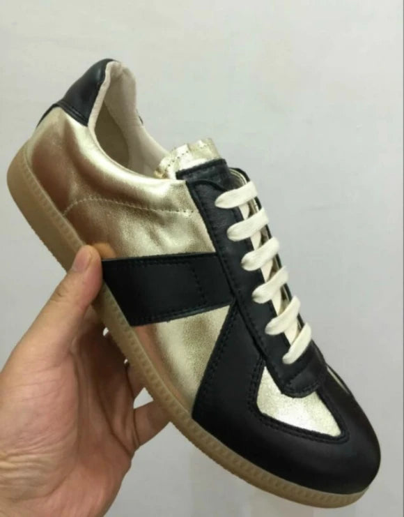 Elegant High Quality Red Leather Lace Up Low Top Running Shoes For Men