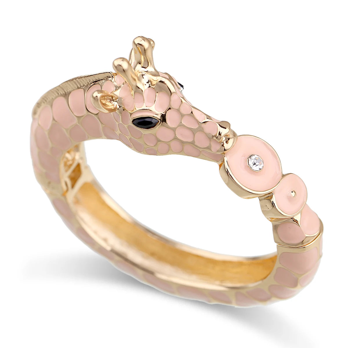 Gold Plated Zebra Enamel Statement Cuff Bracelet for Women