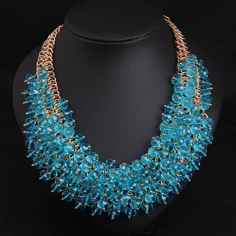 Rhinestone Crystal Statement Bib Necklace for Women