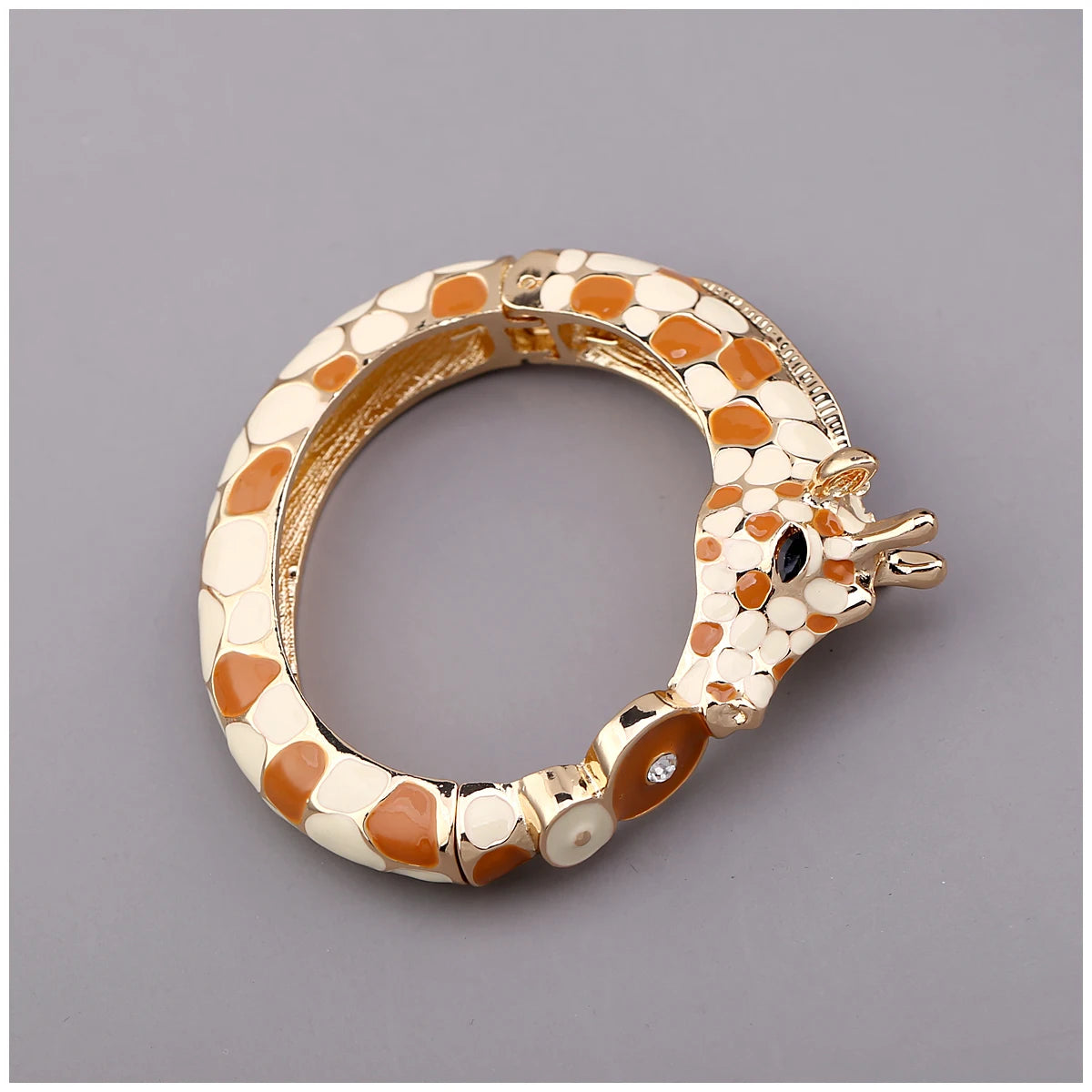 Gold Plated Zebra Enamel Statement Cuff Bracelet for Women