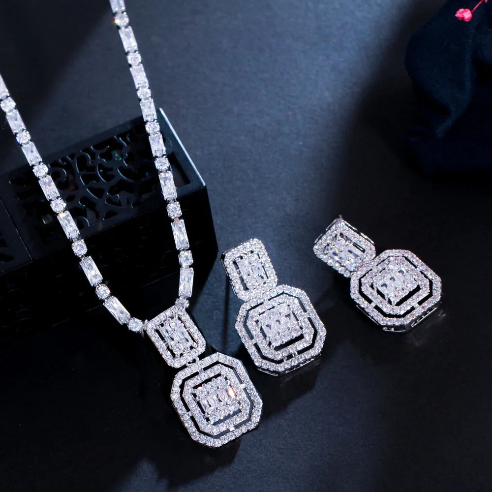 Baguette Cubic Zirconia Necklace Set