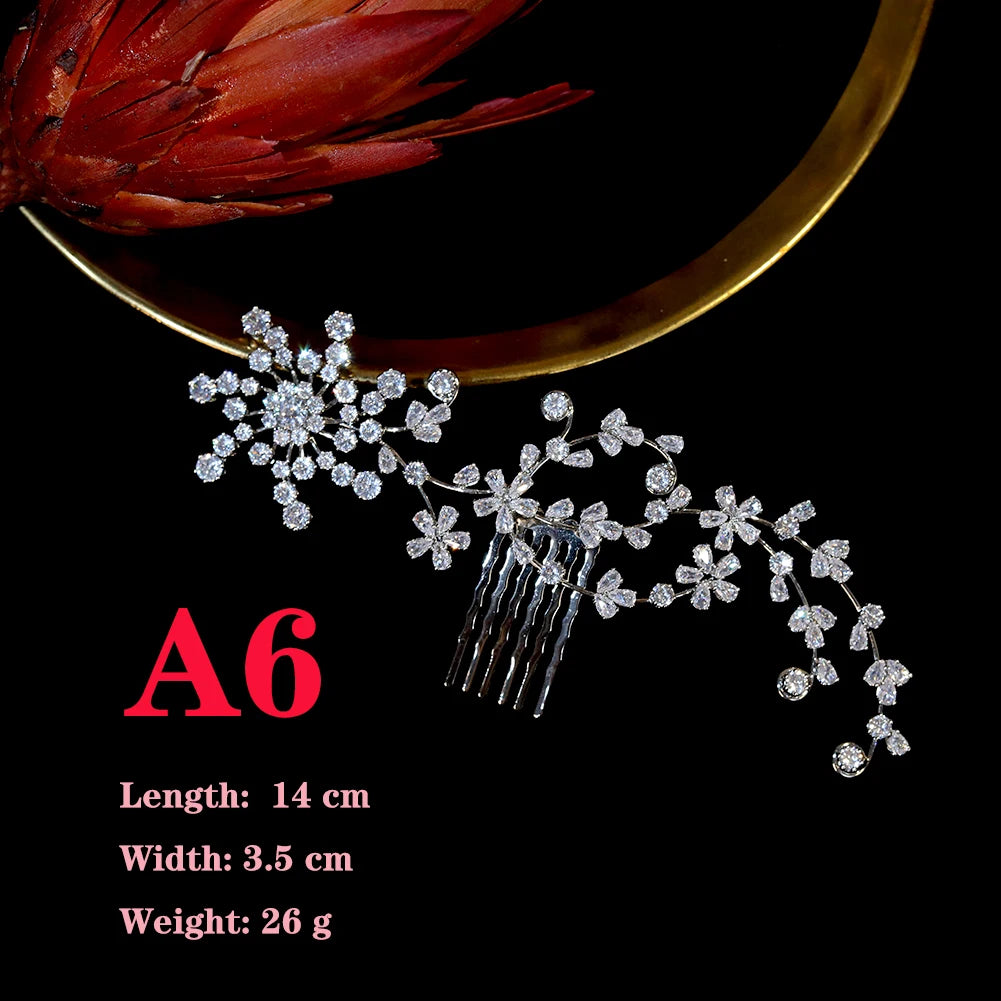 Sparkling Crystal Zirconia Bridal Tiara Hair Comb for Women
