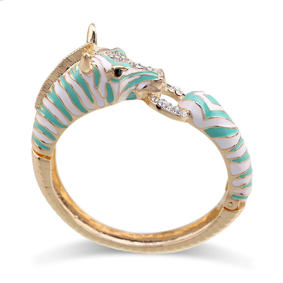Gold Plated Crystal Zebra Style Cuff Bracelet for Women