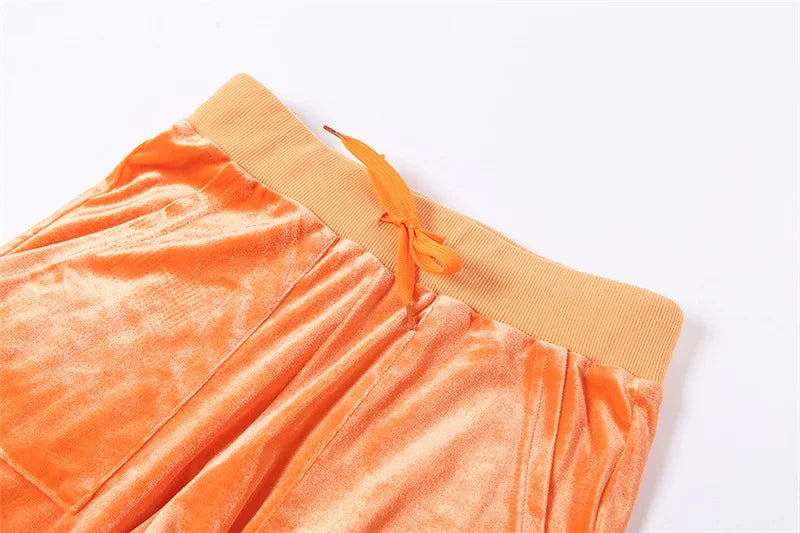 Zippered Turtleneck Velour Two Piece Wide Leg Set for Women