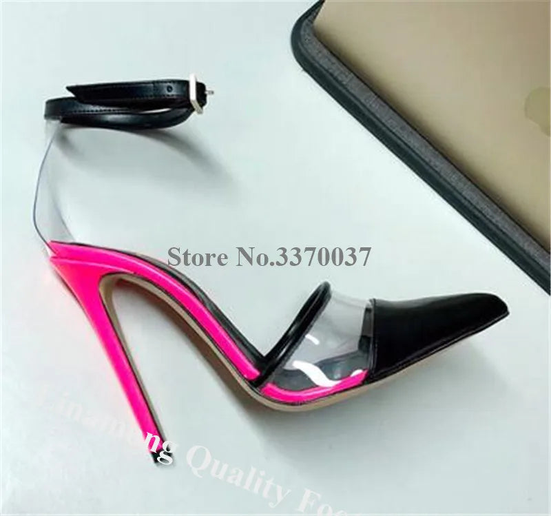Transparent Cut Out Stiletto Pointed Toe Pumps for Women