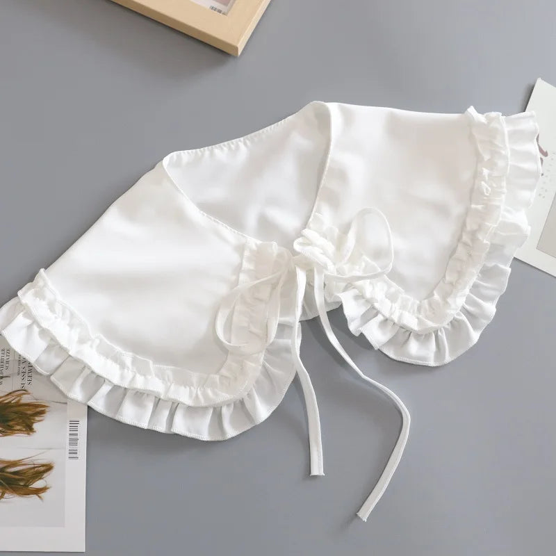 White Fake Collar Shirt Women Shawl Detachable Shirt Collar Lace False Collar Lapel Blouse Women Clothes Accessories Faux Col