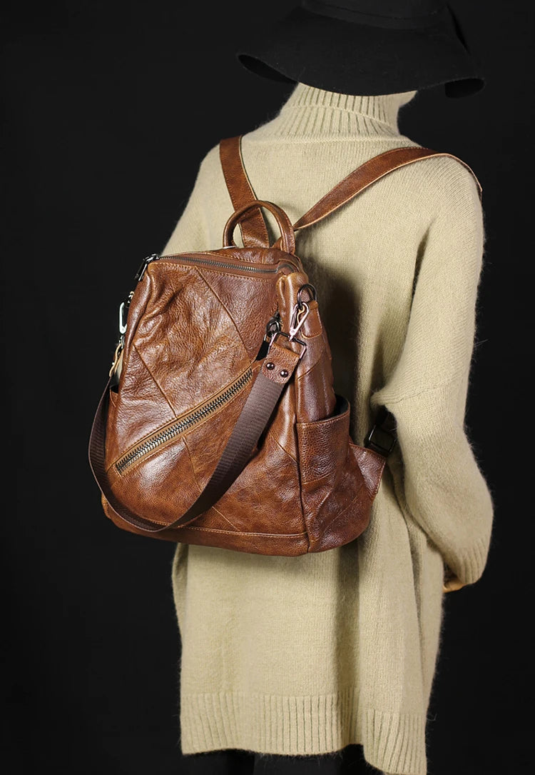 Genuine Leather Everyday Travel Backpack For Women