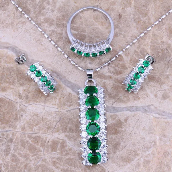 Green Cubic Zirconia Jewelry Set