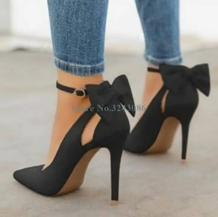 Sky Blue Butterfly Knot High Heel Dress Shoes for Women