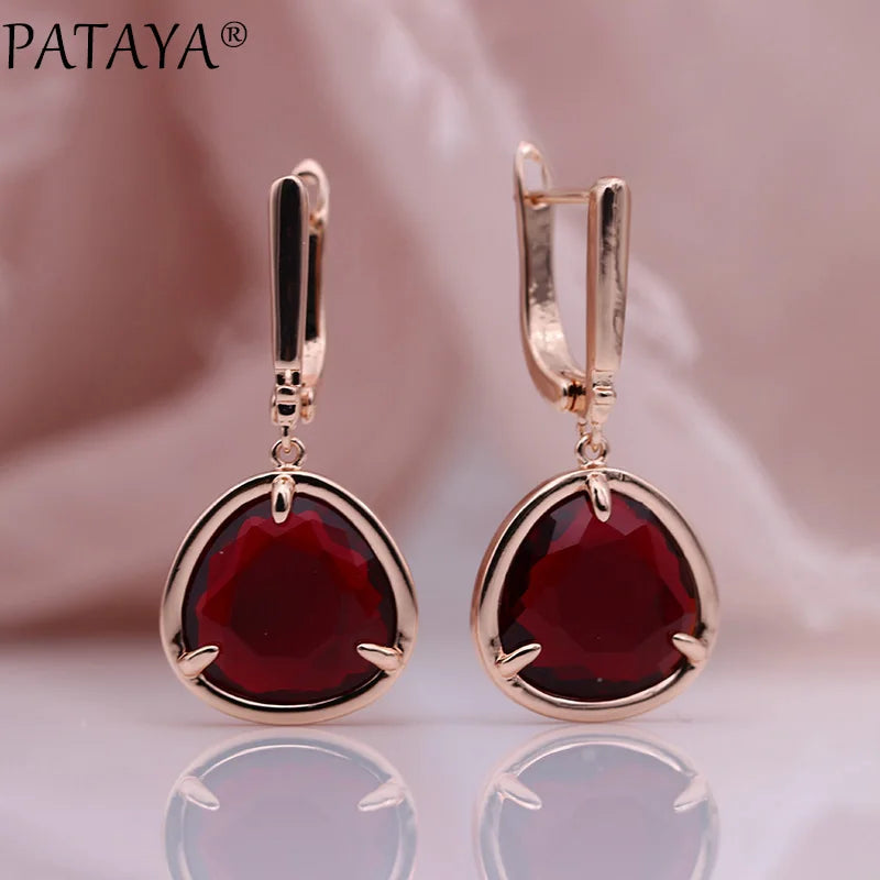 Green Triangle Zirconia Drop Earrings