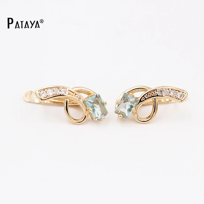 Blue Zircon Square Tassel Drop Earrings