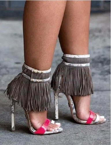Elegant High Heel Fringe Gladiator Sandals for Women