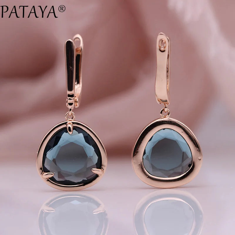 Green Triangle Zirconia Drop Earrings