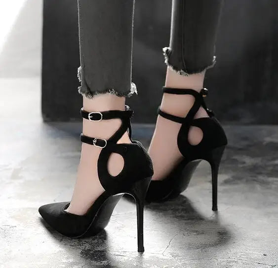 Pointed Toe High Heel Slingback Pumps With Buckle For Women