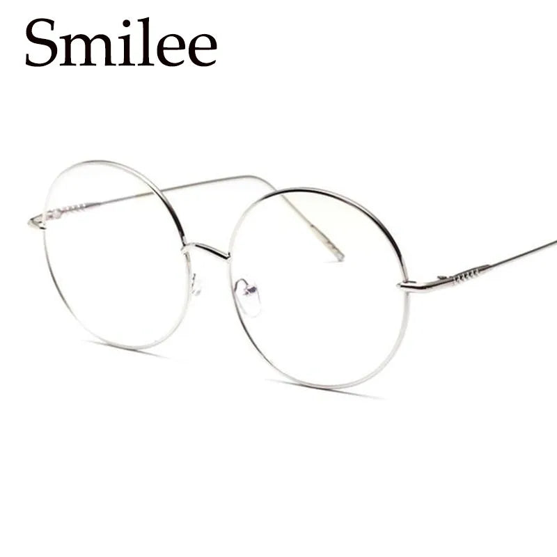 Stylish Oversized Round Metal Eyeglass Frames for Women