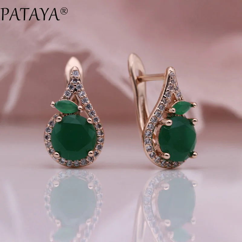 Green Horse Eye Zirconia Drop Earrings