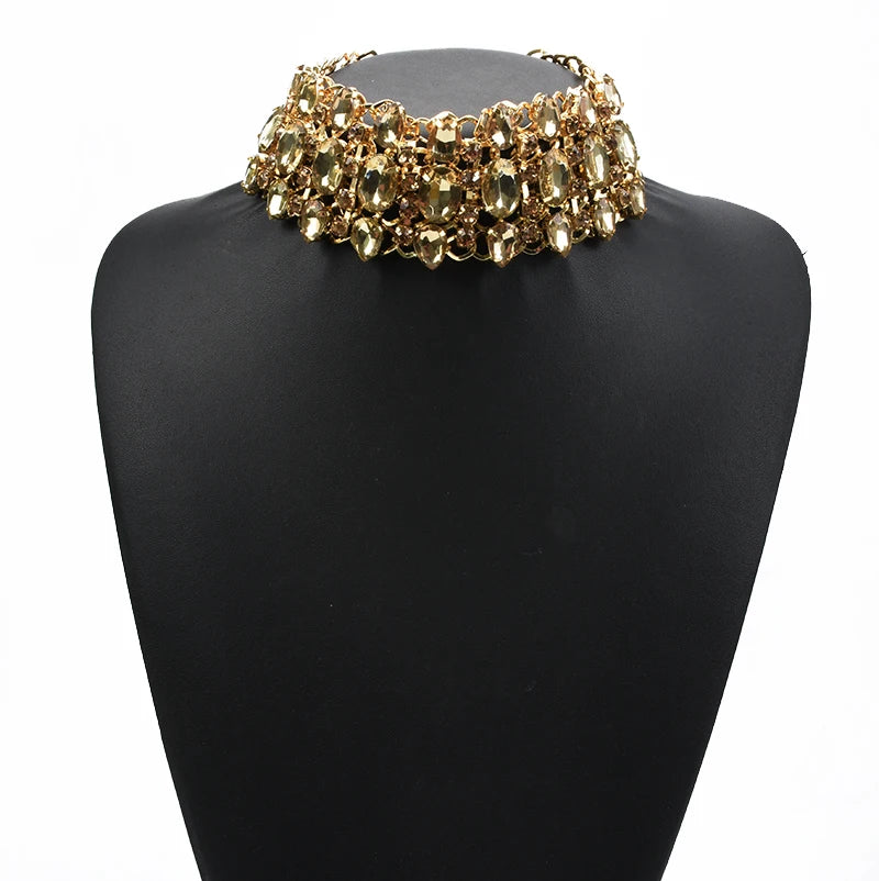Colorful Crystal Rhinestone Statement Collar Necklace for Women