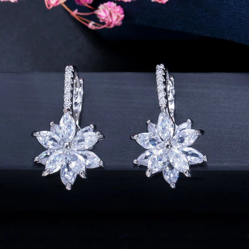 Colorful Cubic Zirconia Flower Earrings
