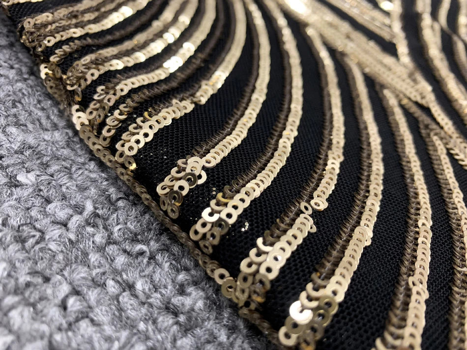 2025 Autumn School New Gold Sequin Women's Midi Dress Long Sleeve Deep V-neck Bodycon Dress Evening Party Dresses Vestidos