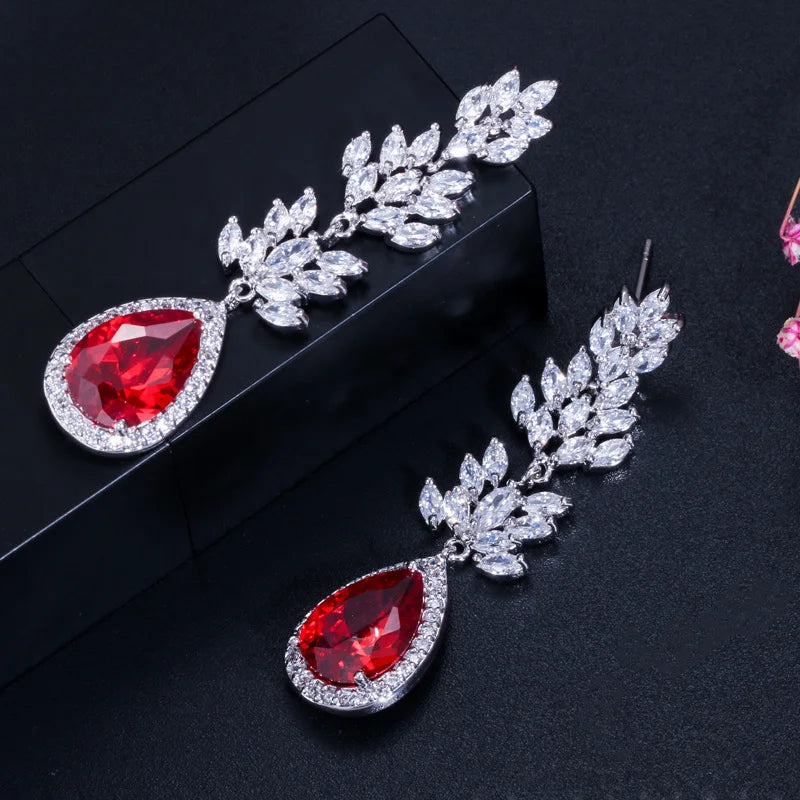 Long Black Crystal Drop Earrings