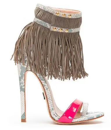Elegant High Heel Fringe Gladiator Sandals for Women
