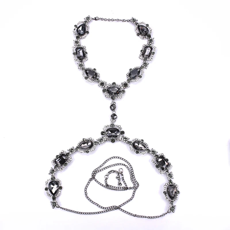 Long Crystal Rhinestone Body Chain Necklace for Women