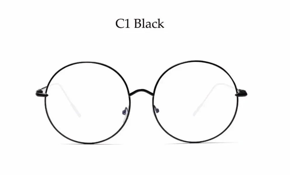 Stylish Oversized Round Metal Eyeglass Frames for Women