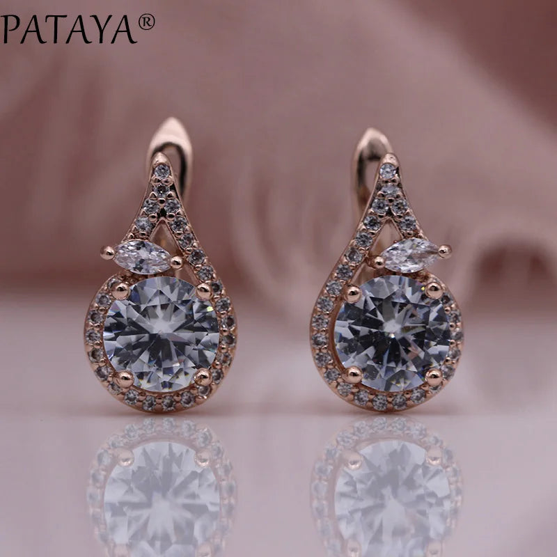 Green Horse Eye Zirconia Drop Earrings