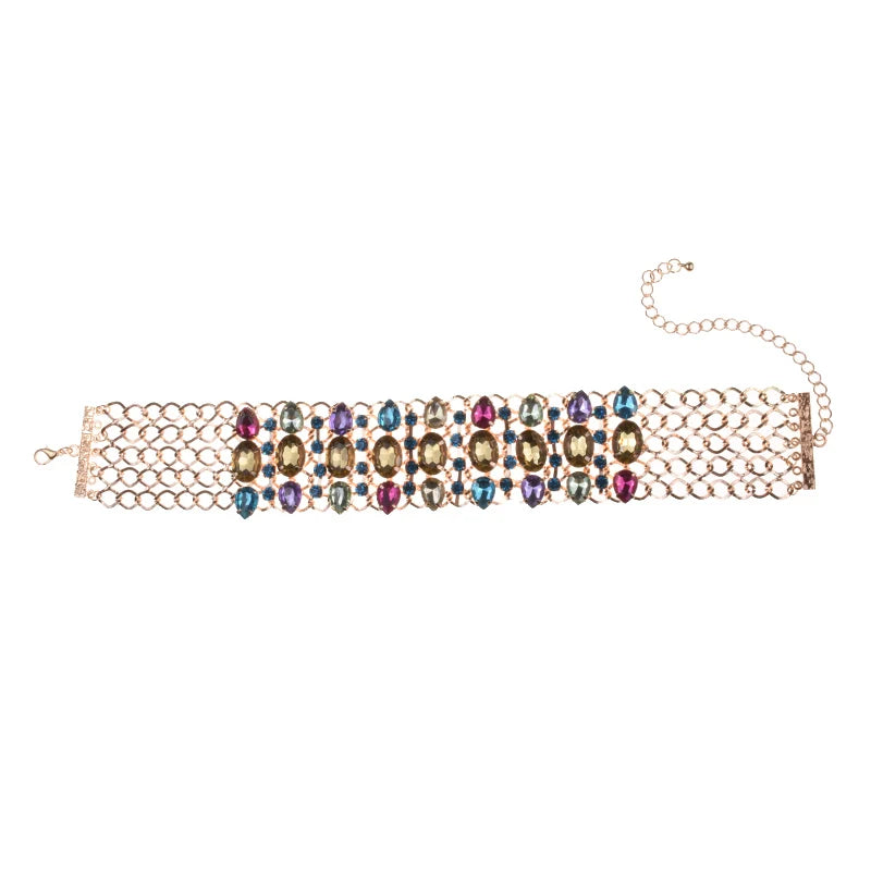Colorful Crystal Rhinestone Statement Collar Necklace for Women