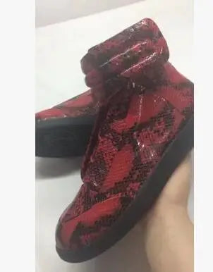 Textured Snakeskin Slip On Sneakers