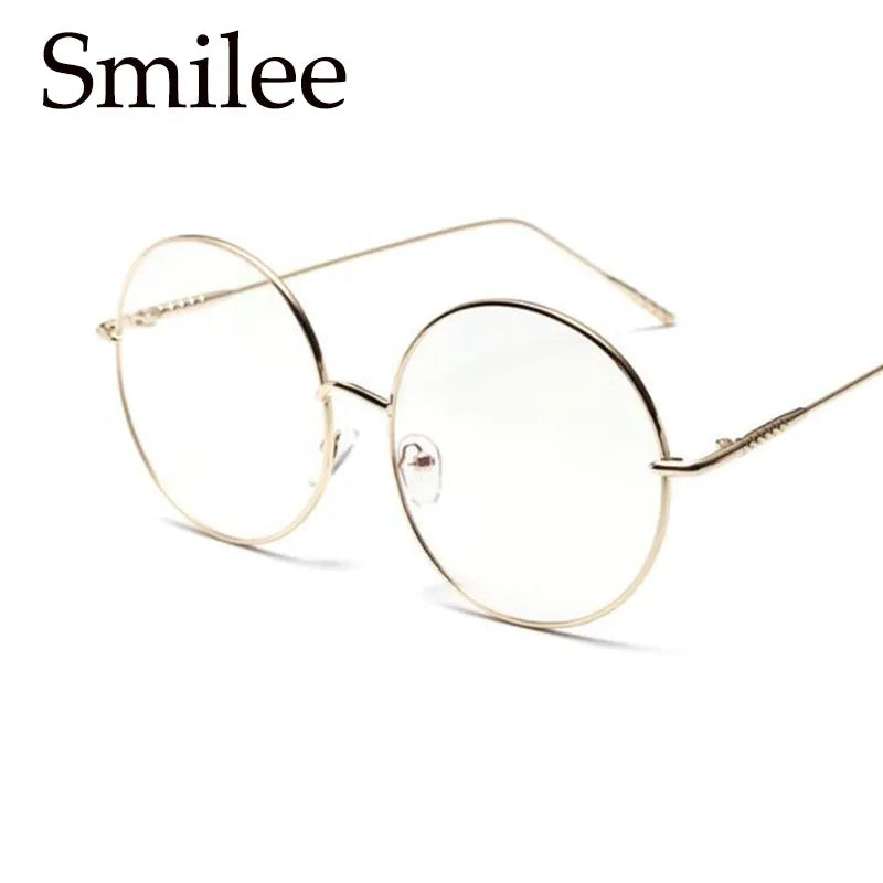 Stylish Oversized Round Metal Eyeglass Frames for Women