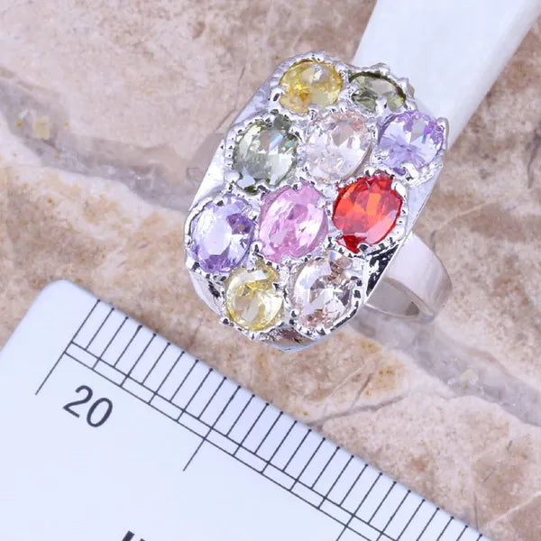 Purple Cubic Zirconia Jewelry Set With Necklace And Earrings For Women