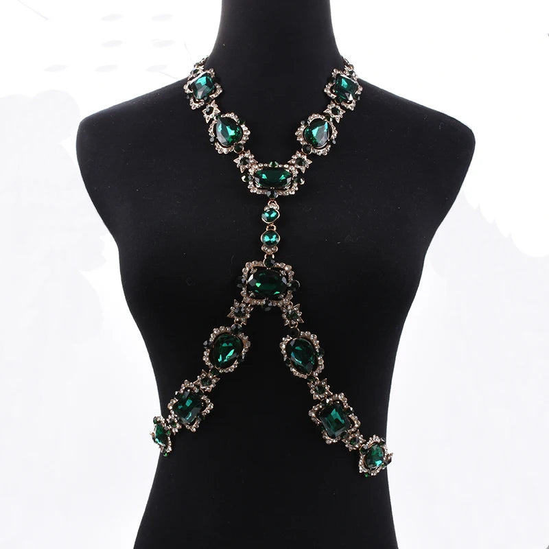 Long Crystal Rhinestone Body Chain Necklace for Women